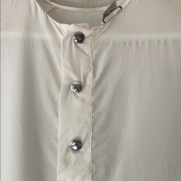 Miu Miu Made in Italy Crewneck Silk Top White/Gold  Size Medium - Picture 7 of 10
